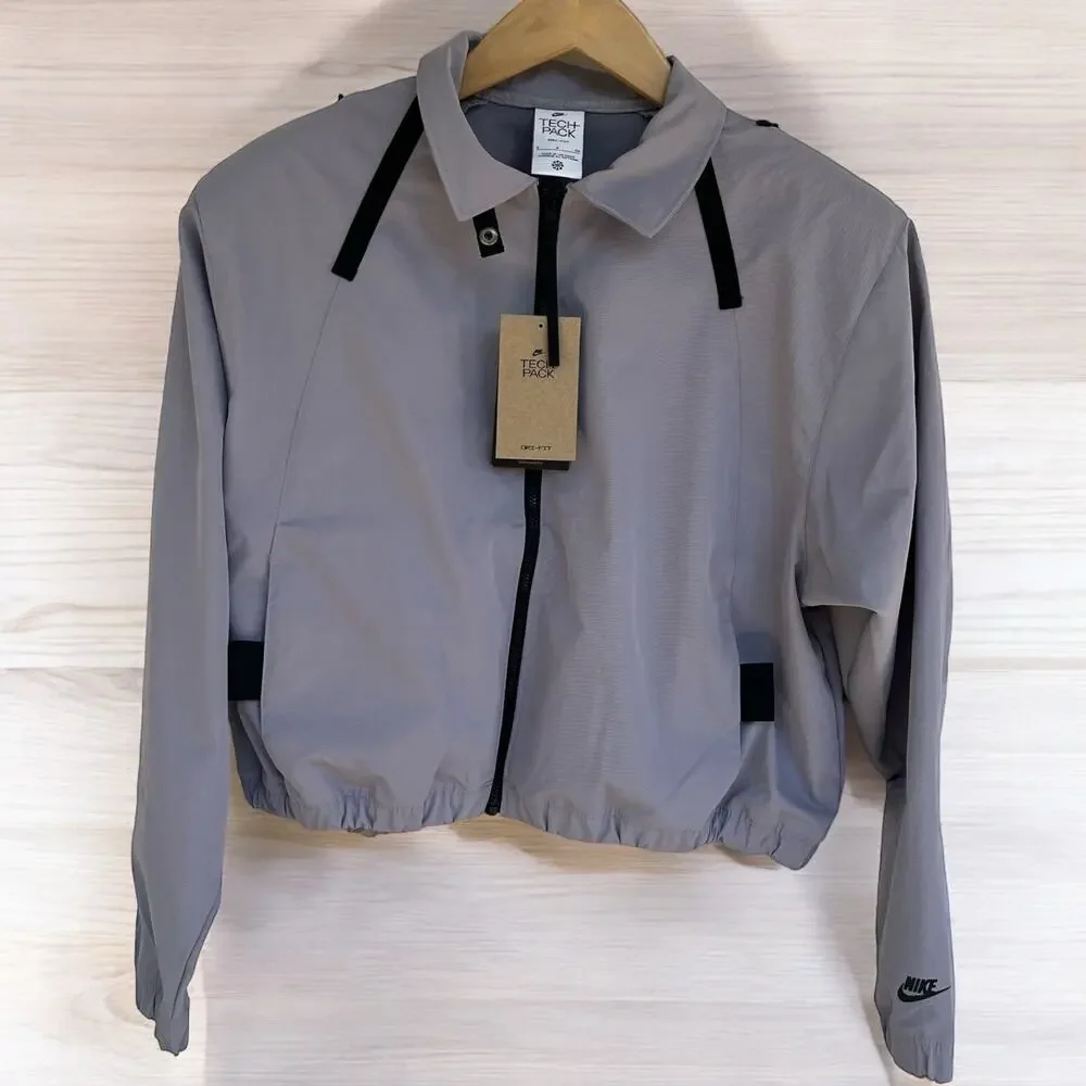 Nike Sportswear Tech Pack Womens Jacket Full Zip Gray DD4608 521‎ SIZE S Small